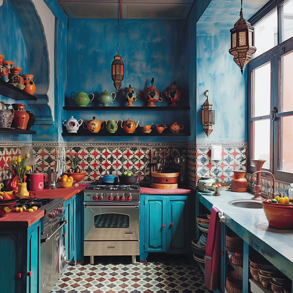Moroccan patterned kitchen textiles
