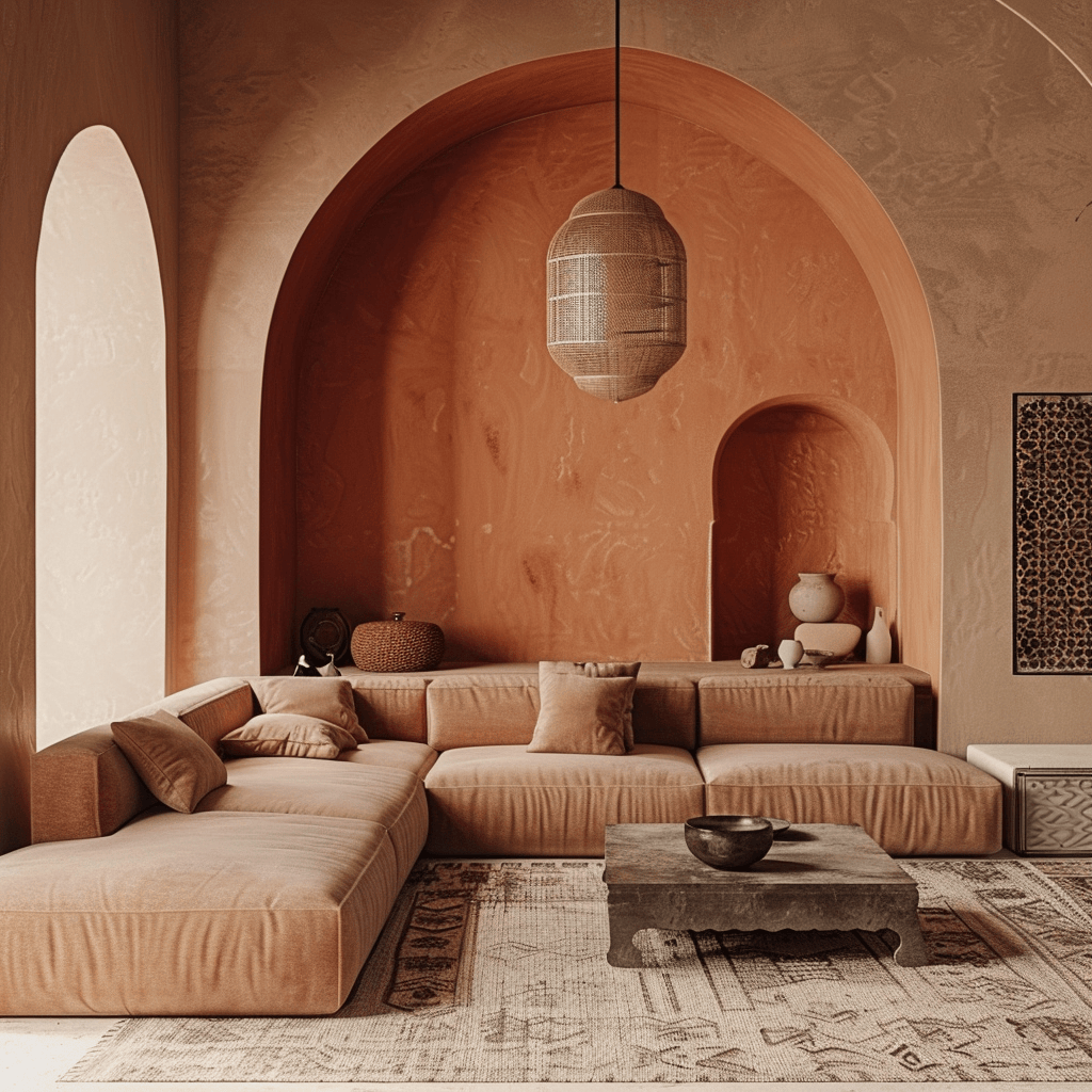 Moroccan terracotta beige living