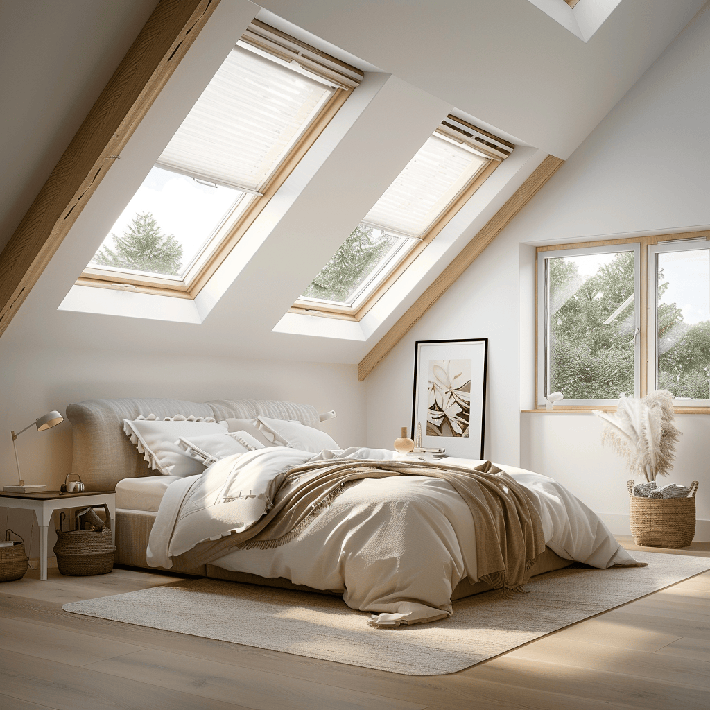 Natural light as a key element in a Scandinavian bedroom, fostering a connection to the outdoors and enhancing the serene ambiance