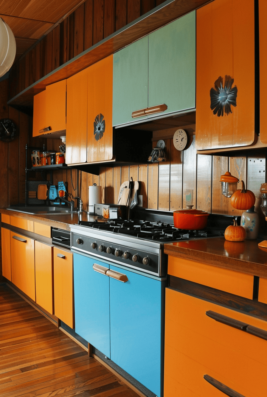 Nostalgic 70s kitchen renovation showcasing modern and retro fusion
