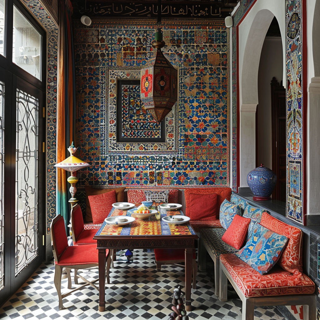 Opposite hues moroccan patterns