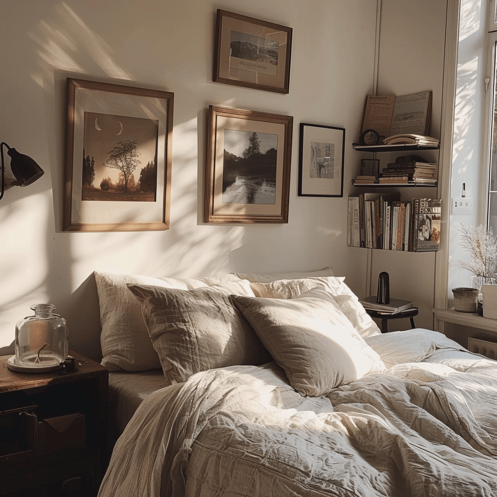 Personal touches and treasured belongings in a Scandinavian bedroom, creating a space that feels uniquely individual and inviting