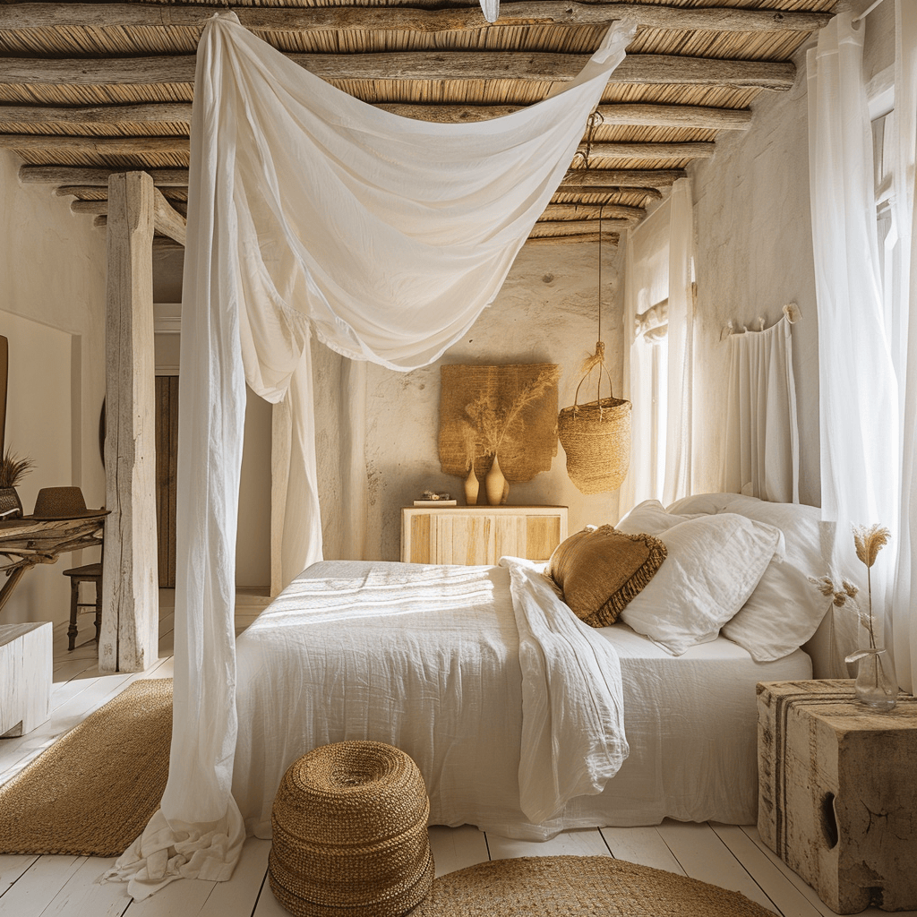 Playful coastal bedroom with nautical flags and a ship wheel decor