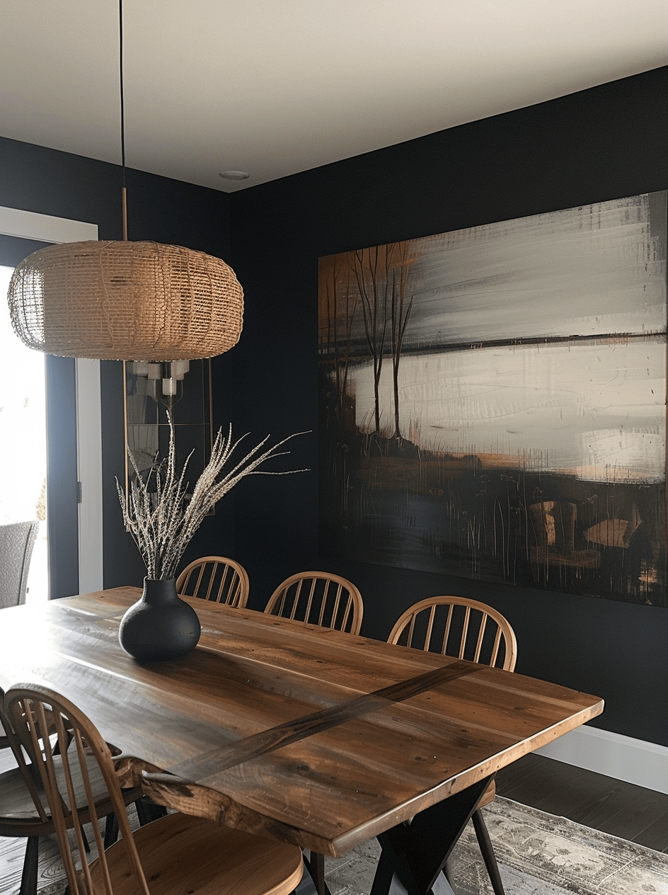 Refreshing rustic dining room with greenery and indoor plant decor