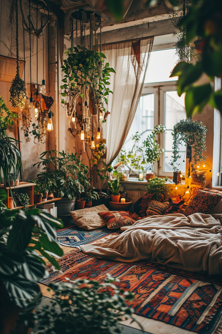 Relaxed Boho bedroom with neutral tones and simple decor