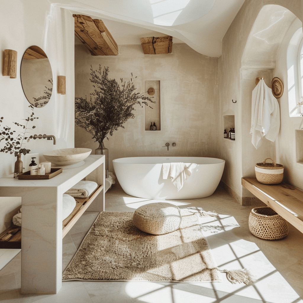 Relaxing Scandinavian bathroom retreat with simple lines natural elements and a bright airy atmosphere