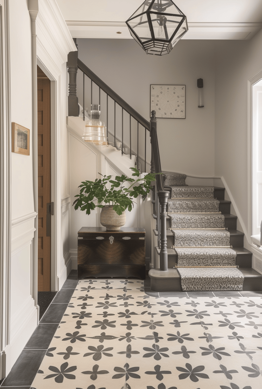 Renovated Victorian hallway blending old-world charm with modern conveniences