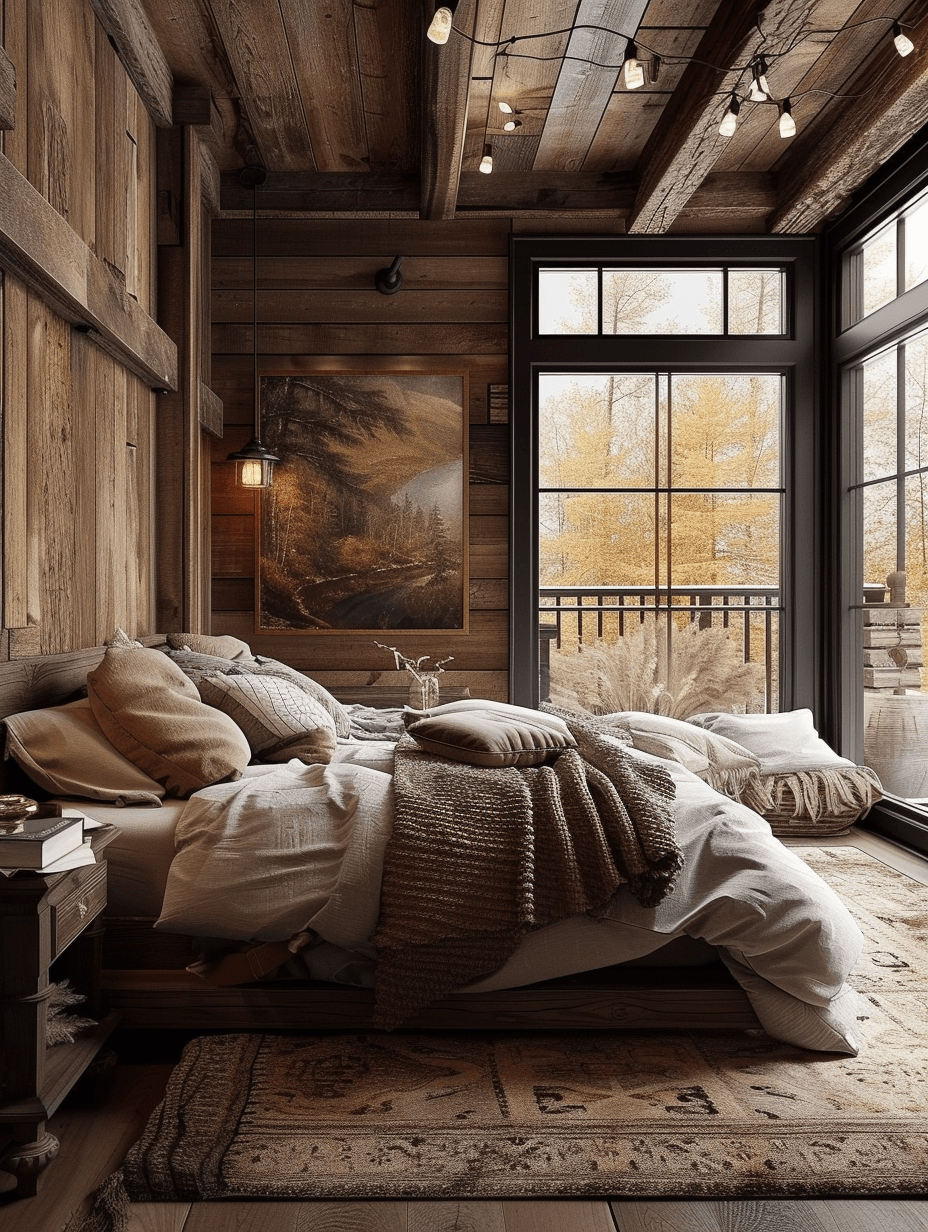 Rustic bedroom accented with galvanized metal decor for a farmhouse chic