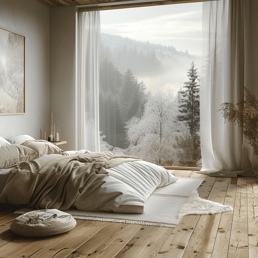 Rustic bedroom incorporating natural stone accents for an outdoor-inspired feel