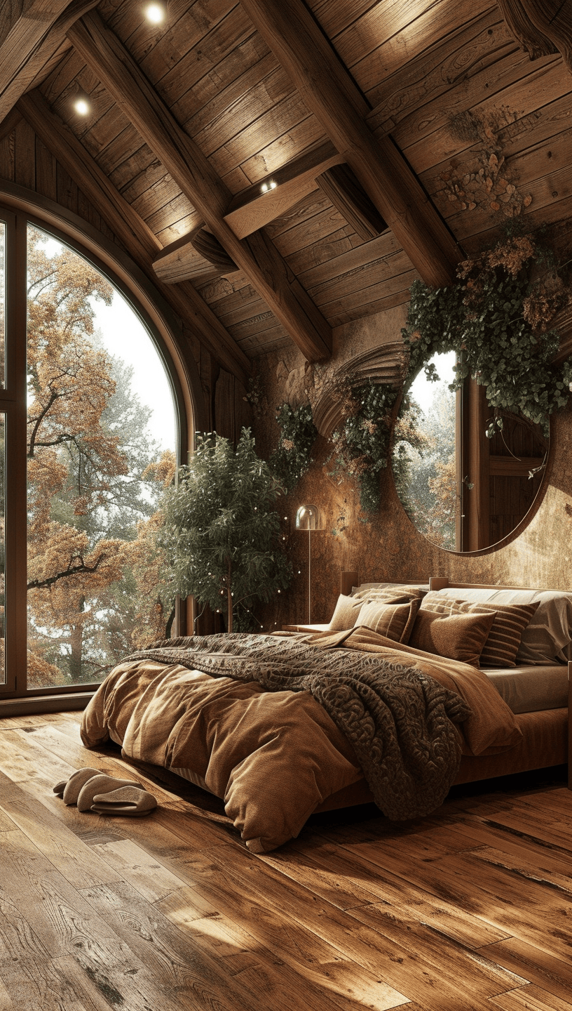 Rustic bedroom with cast iron elements, adding a vintage industrial vibe