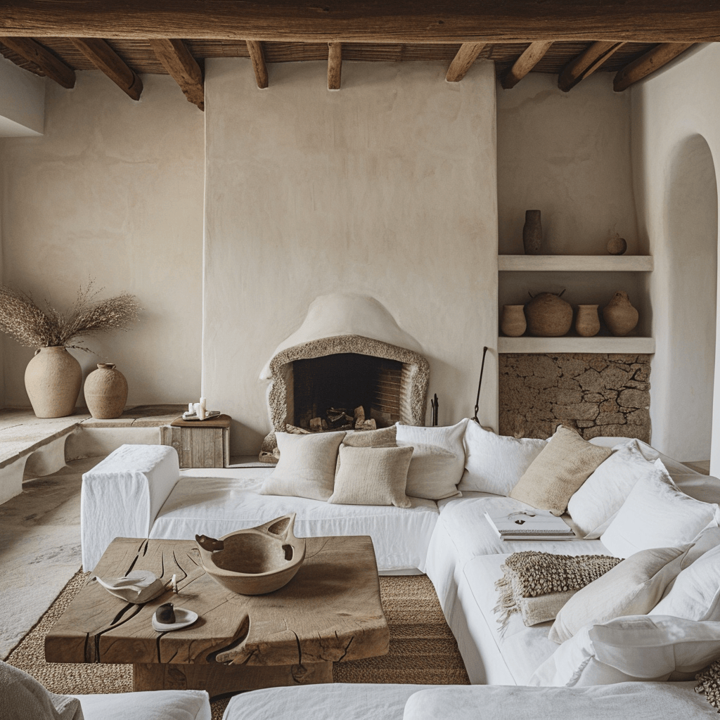 Rustic farmhouse living room with a mix of modern and vintage elements