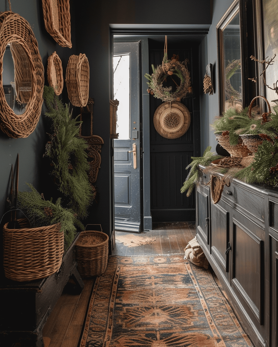 Rustic hallway color scheme featuring earthy tones and natural hues that bring warmth and depth to the space