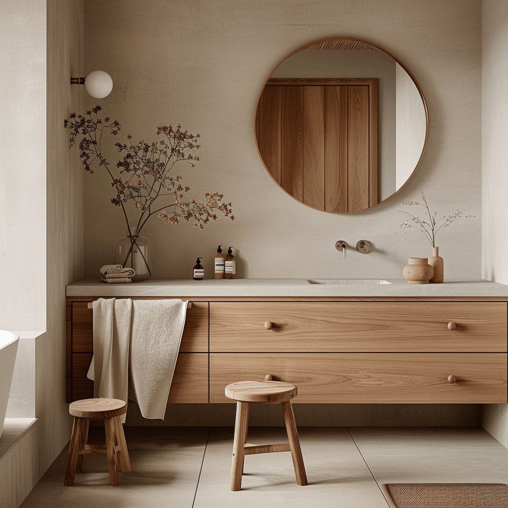 Scandinavian bathroom capturing the core principles of simplicity practicality and organic elements