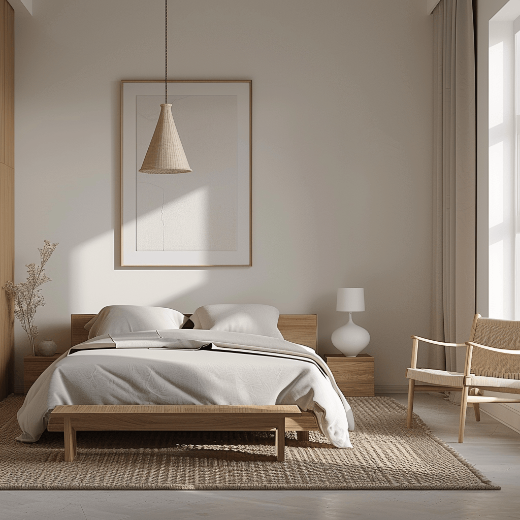 Scandinavian bedroom showcasing timeless furniture with minimalist designs and clean lines