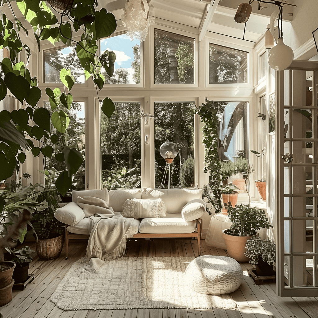 Scandinavian interior design elements, such as ample natural light, inviting furniture, and indoor plants, contribute to a space that promotes overall well-being and happiness