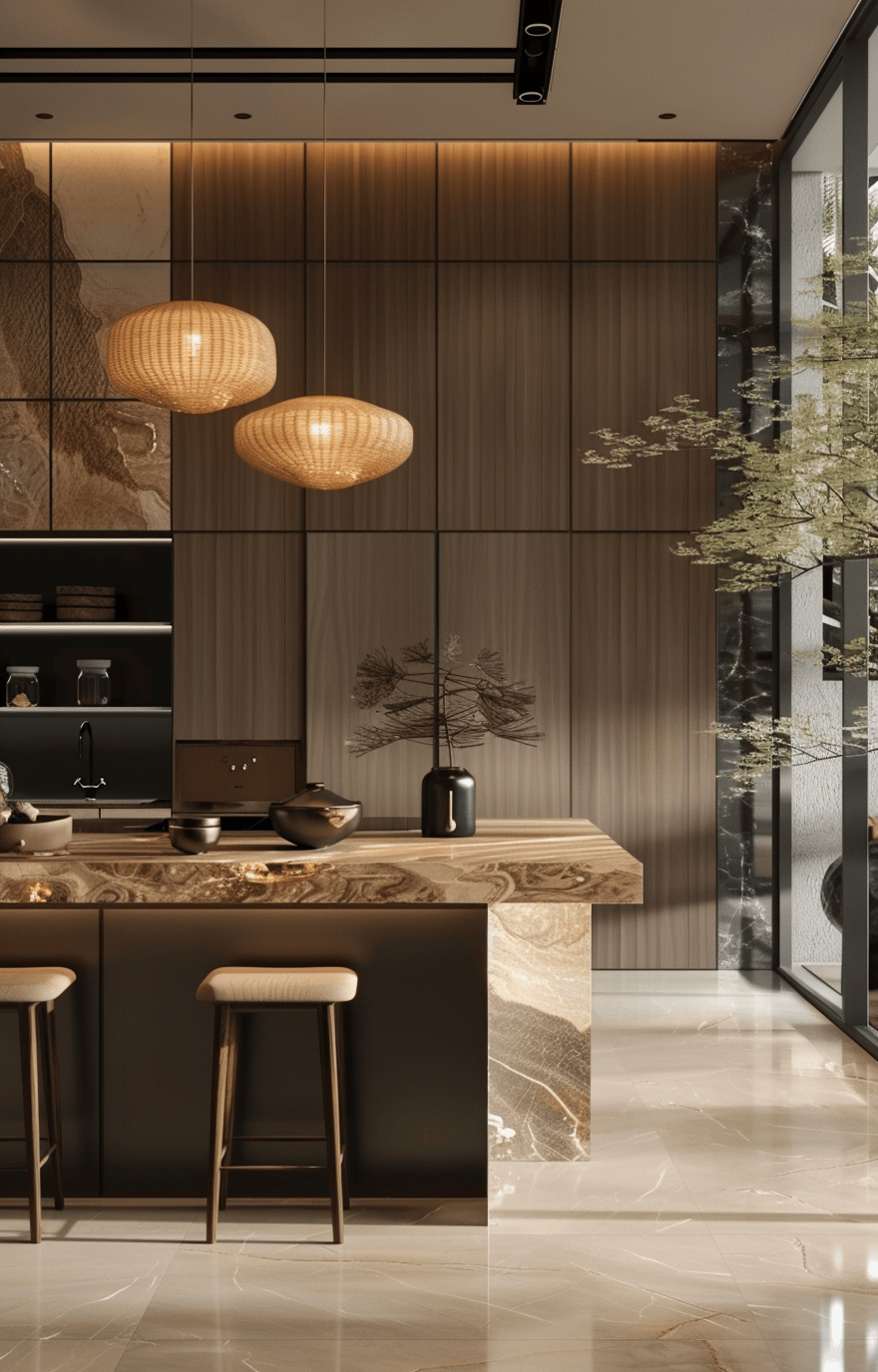 Serene Japandi kitchen decor with soft, muted color palettes