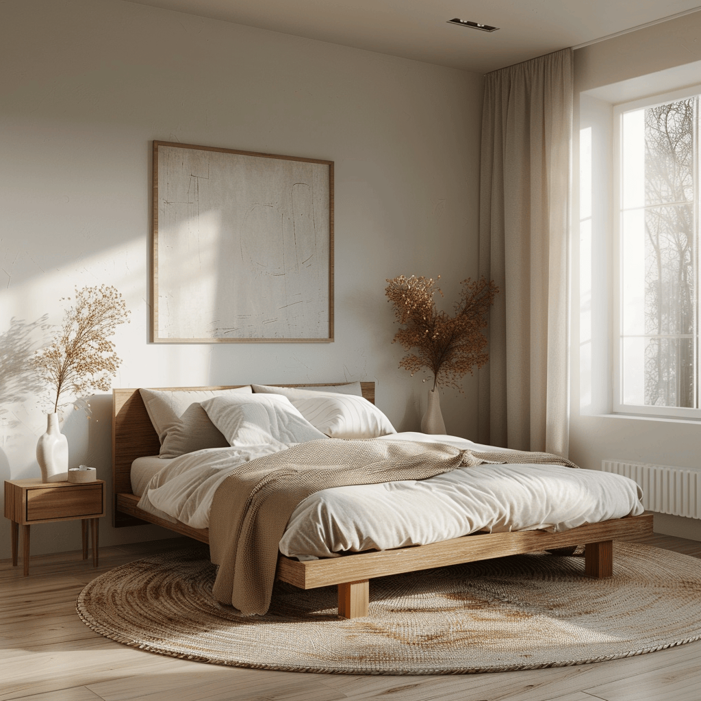 Simple and functional Scandinavian bedroom design focused on creating a serene atmosphere