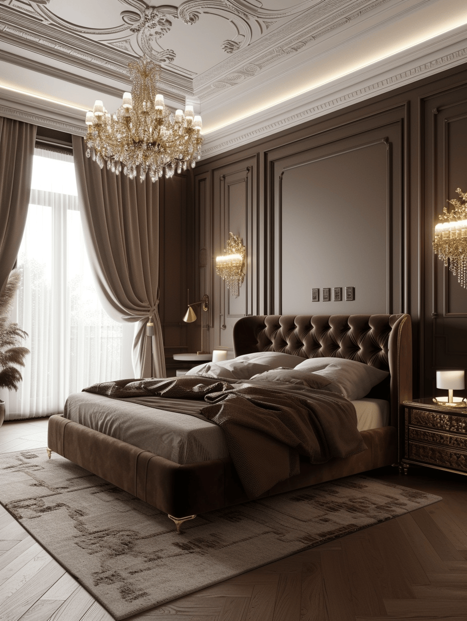 Splendid Victorian bedroom with a contemporary interpretation of Victorian grandeur