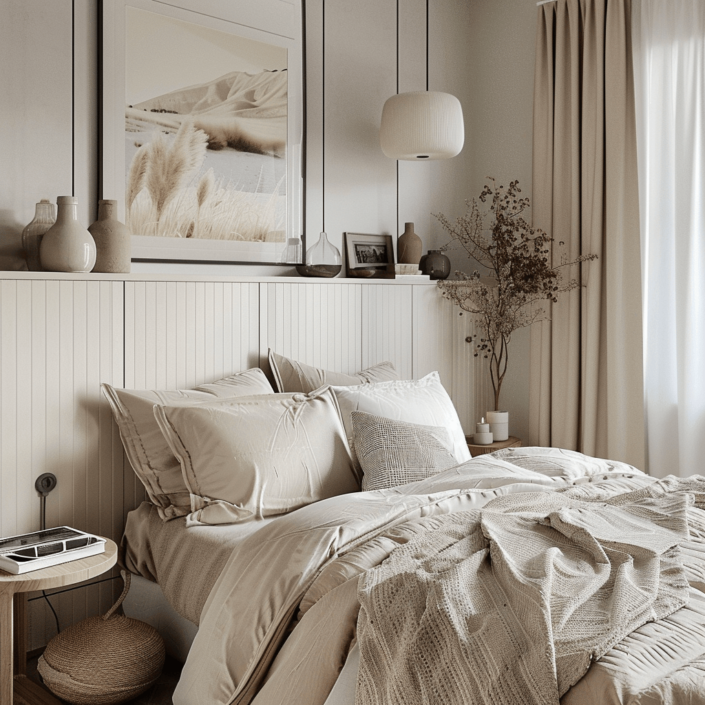 Stylish modern bedroom demonstrating the impact of thoughtful decor and organization on creating a harmonious and stress-free retreat