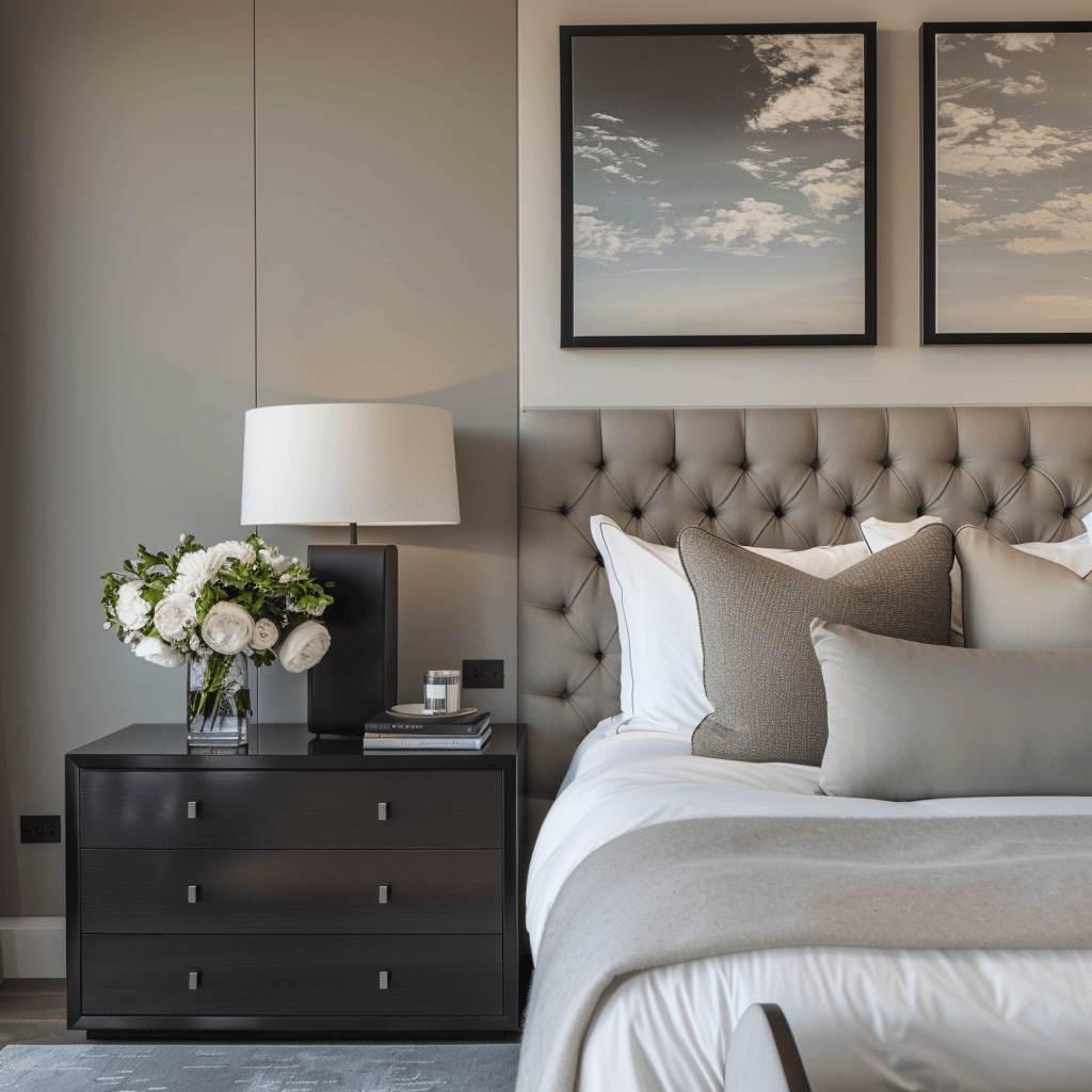 Stylish modern bedroom demonstrating the impact of well-coordinated matte and glossy elements on creating a visually appealing and tactile environment