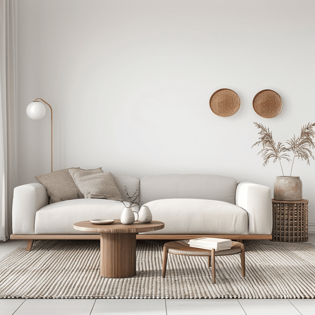 The adaptation of minimalist principles to suit personal style preferences is evident in this living room, resulting in a minimalist space that feels uniquely tailored and inviting