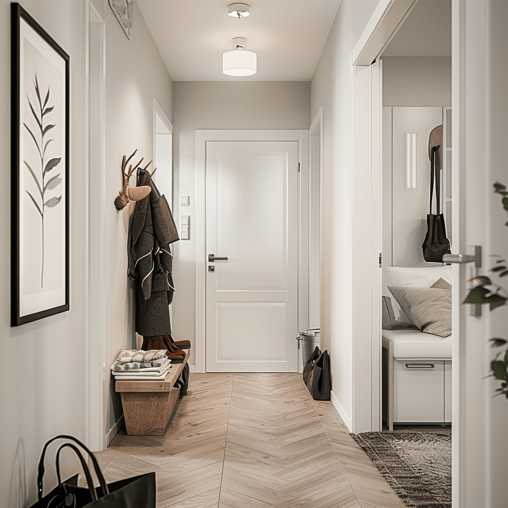 The carefully designed Scandinavian hallway in this home highlights the significance of the entrance in creating a warm, welcoming atmosphere for family and guests alike