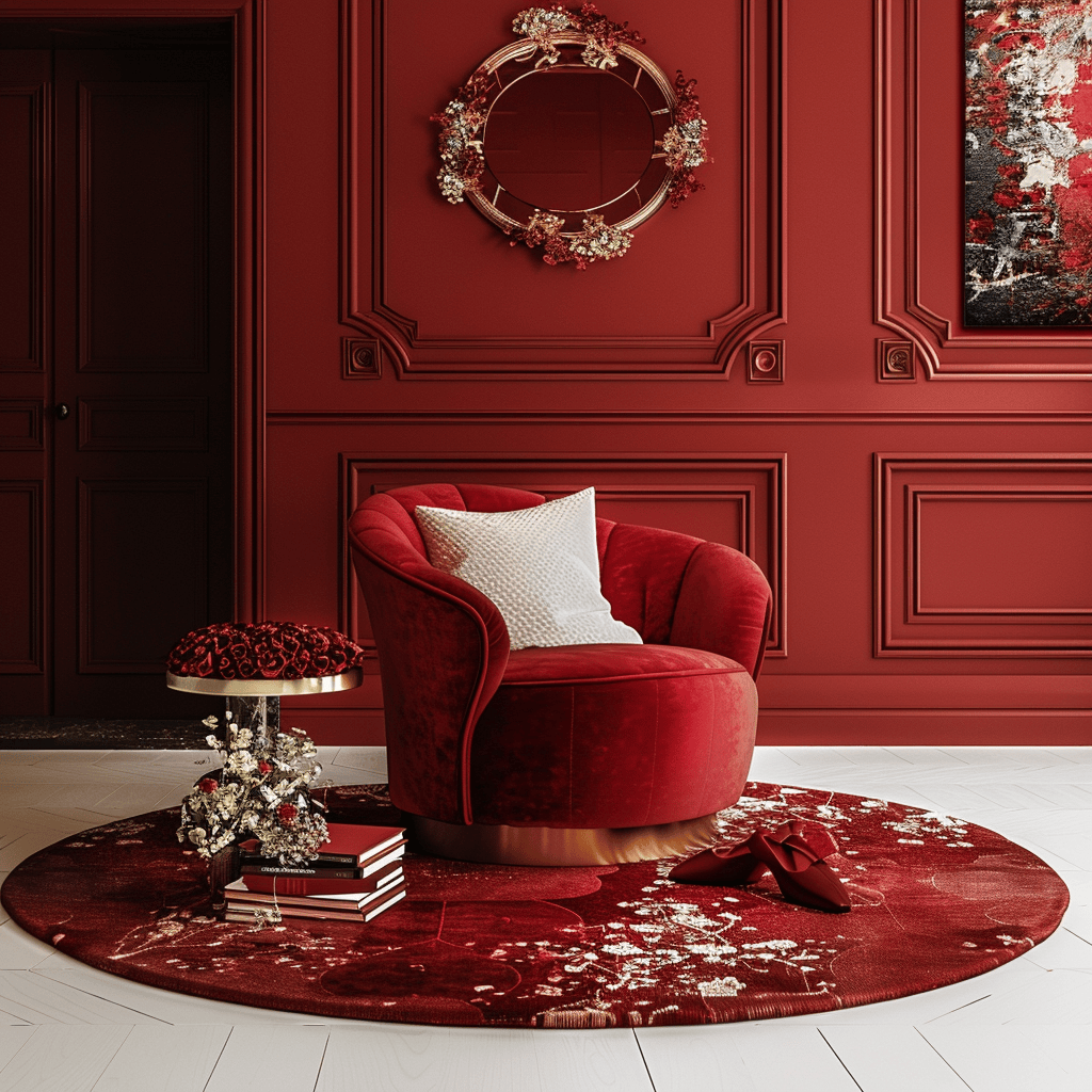 The moodboard presents a curated selection of red tones, designed to spark creativity and bring a sense of warmth and vitality to interior design projects