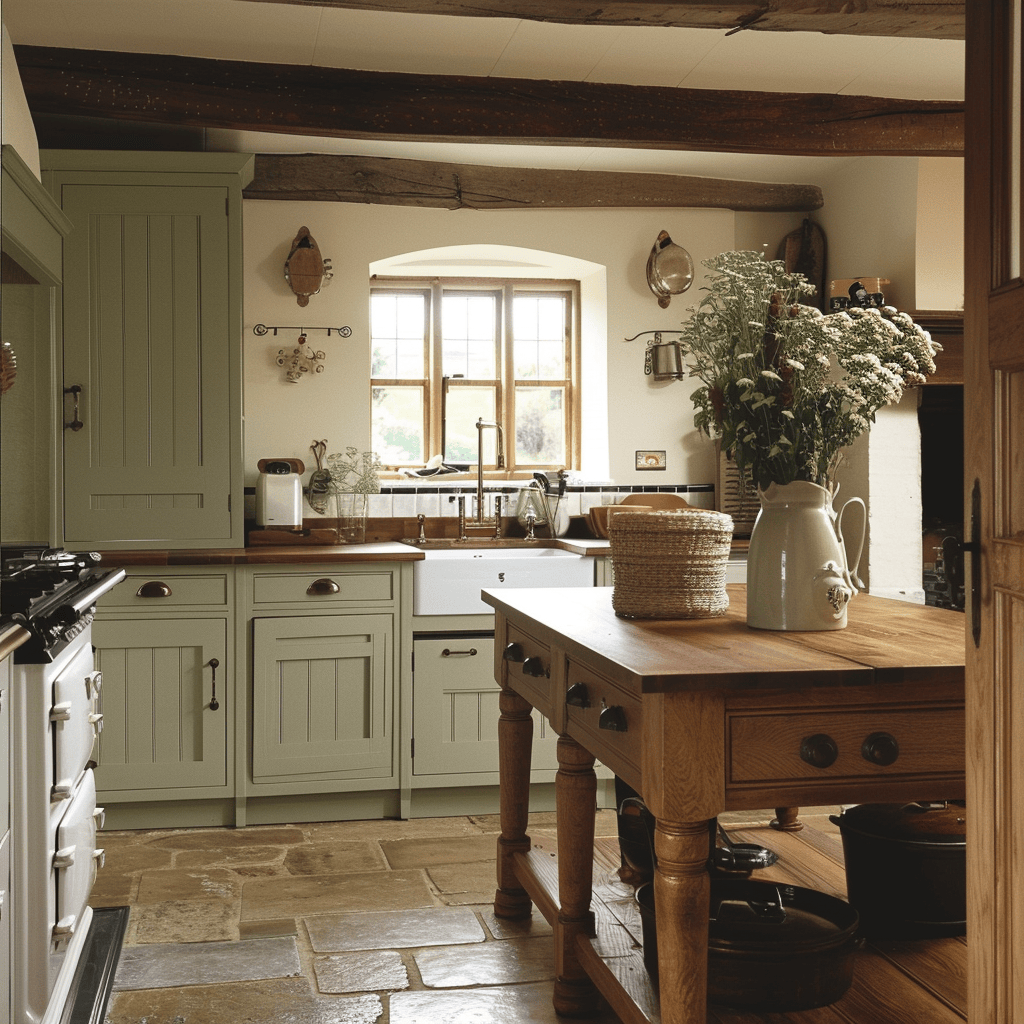 This English countryside kitchen beautifully blends tradition with personal style, creating a space that is both classic and individualised