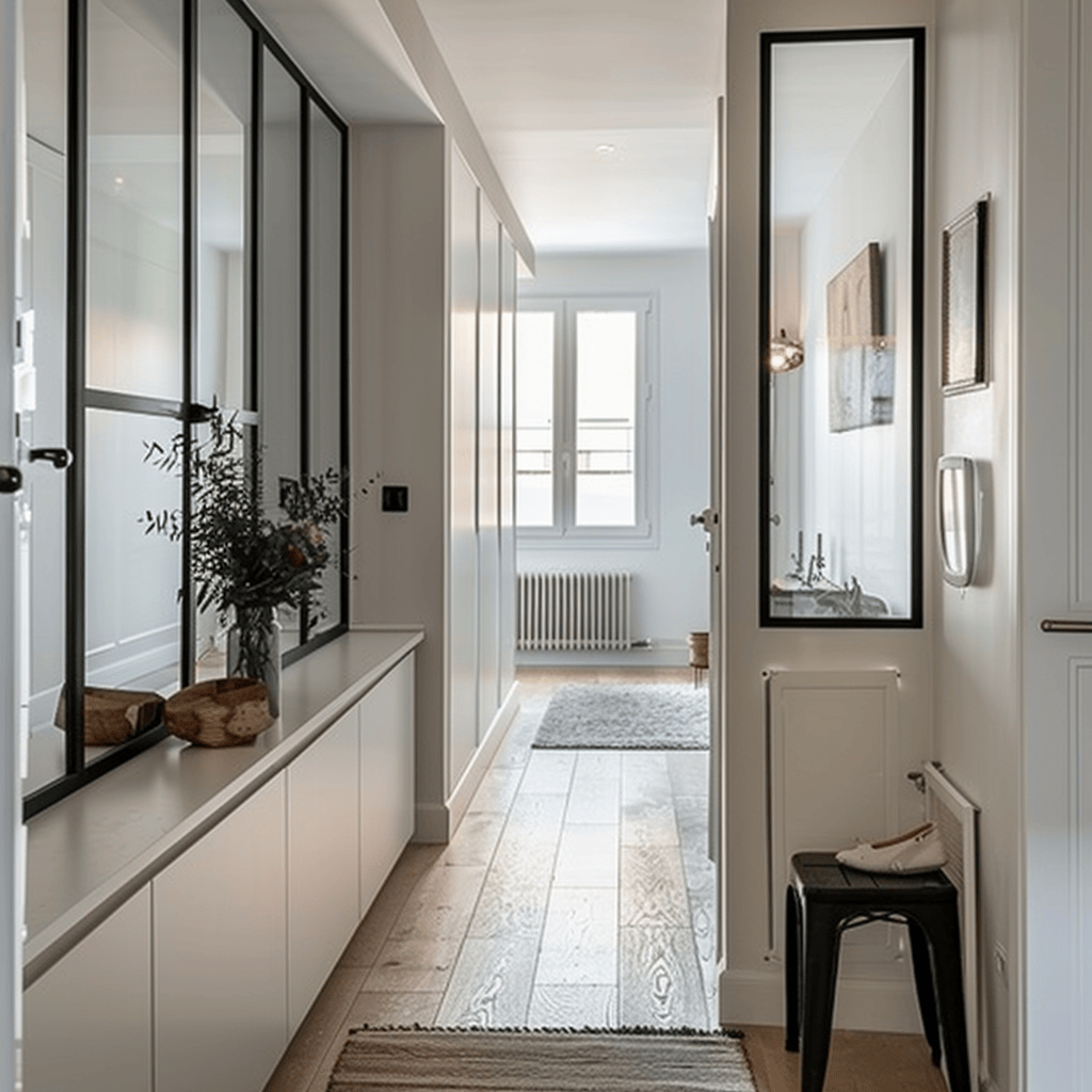 This compact Scandinavian hallway feels bright and airy thanks to the strategic use of light colors