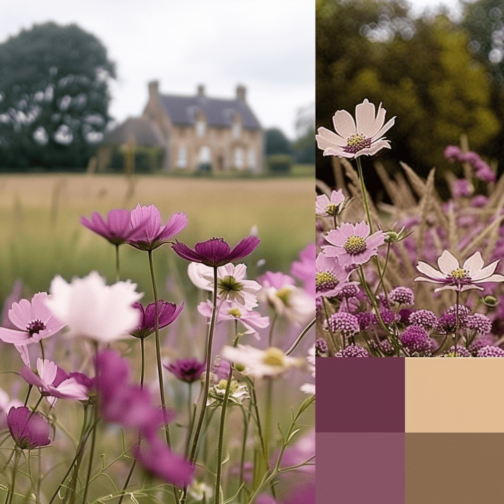 Three distinct color palettes inspired by the English countryside
