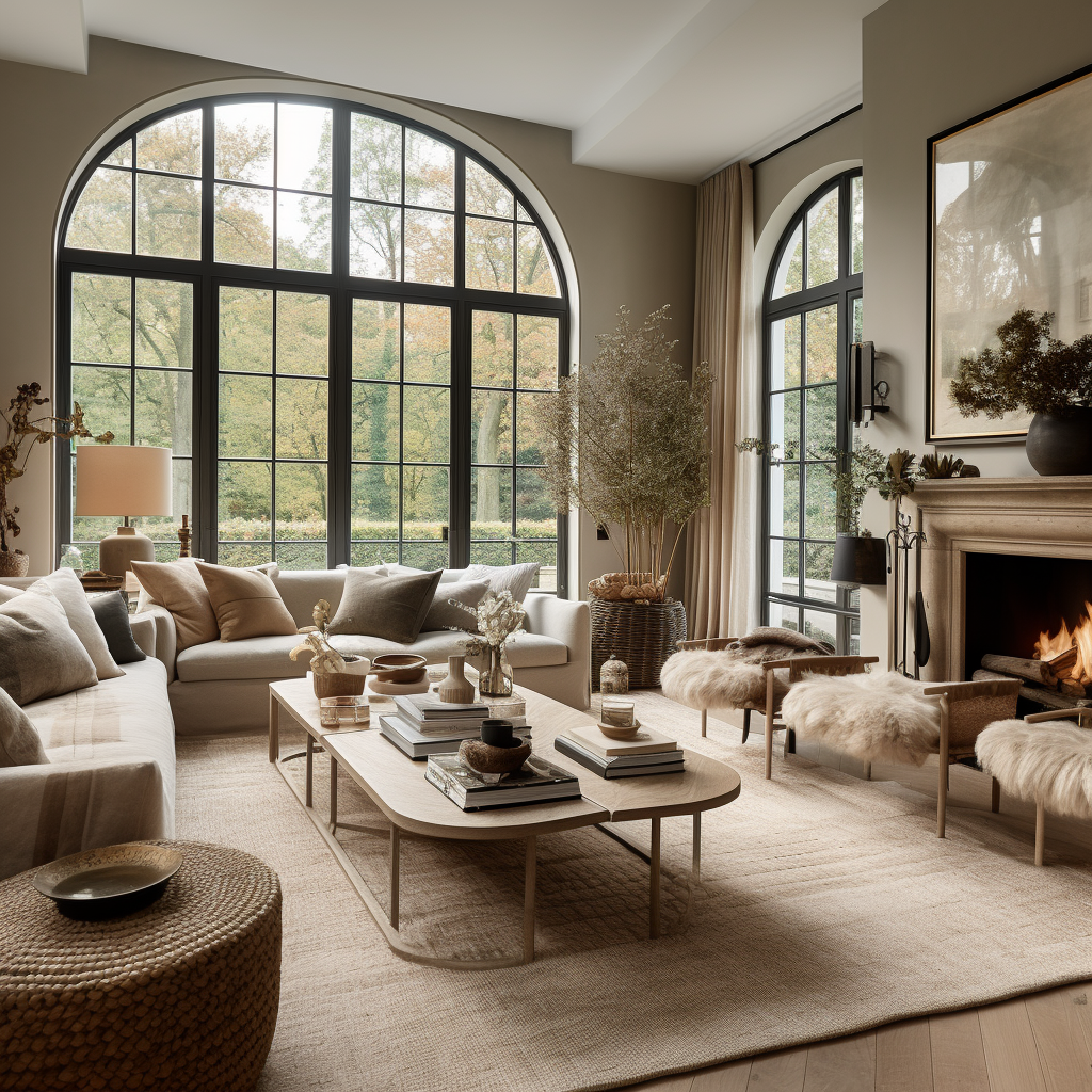 Traditional spindle-back chairs in a farmhouse living room with natural light