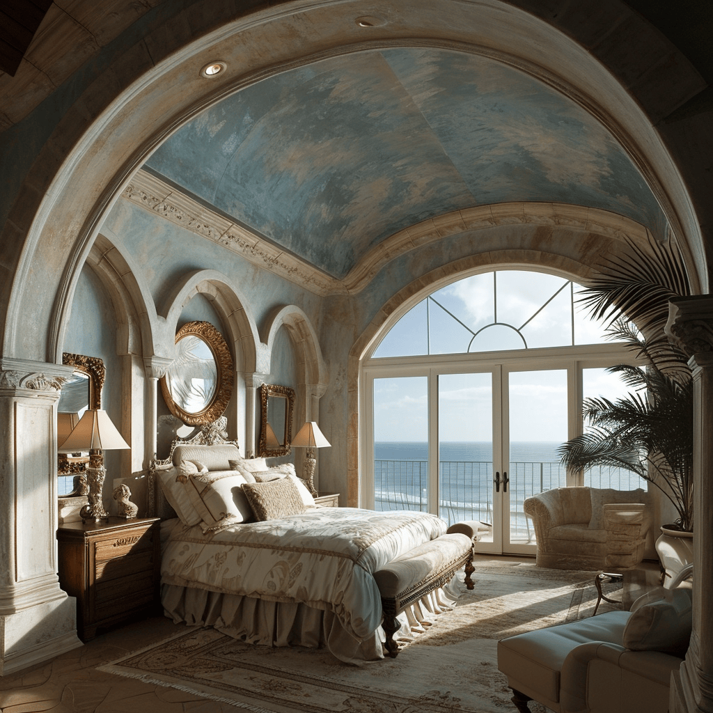 Tranquil coastal bedroom showcasing soft paint colors inspired by the sea and sky