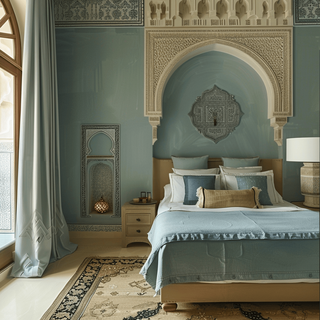 Tranquil moroccan bedroom blues