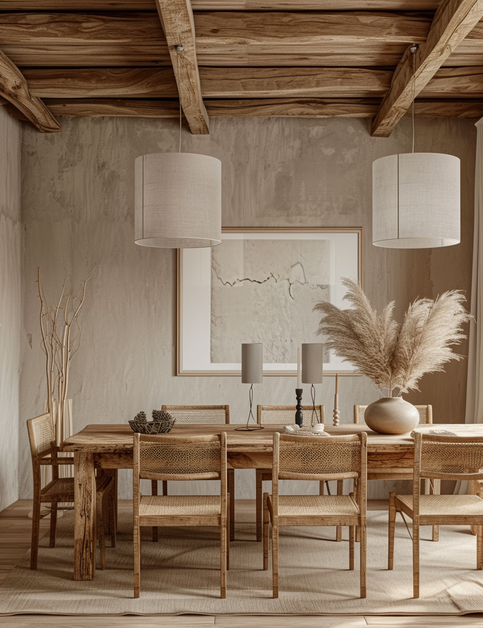 Transformative boho dining room design showcasing modern and vintage furniture