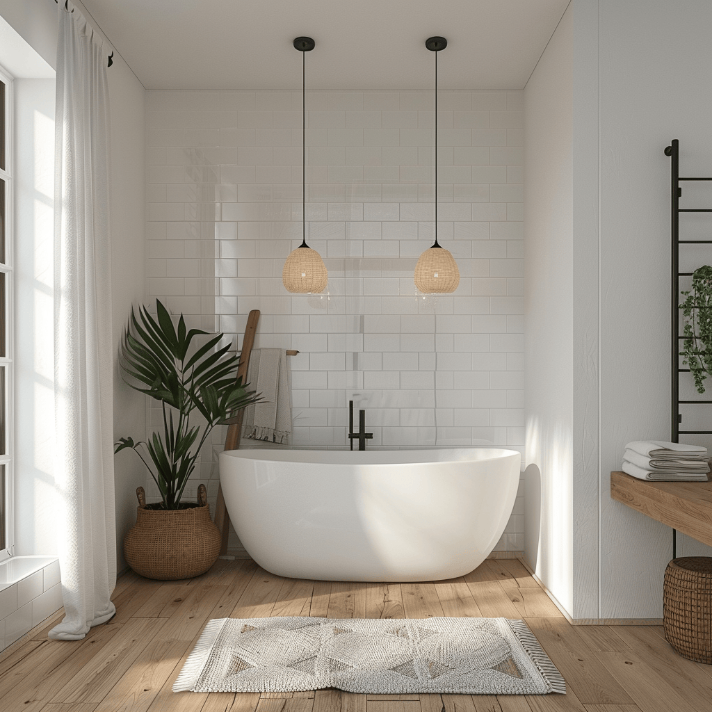 Trendy Scandinavian bathroom exemplifying the growing demand for peaceful clutterfree interiors