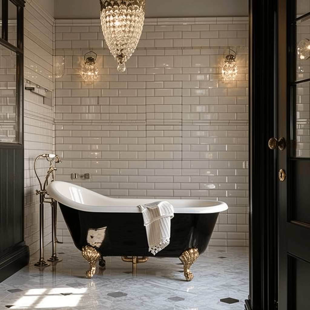 Victorian bathroom accessorized with era-inspired soap dispensers