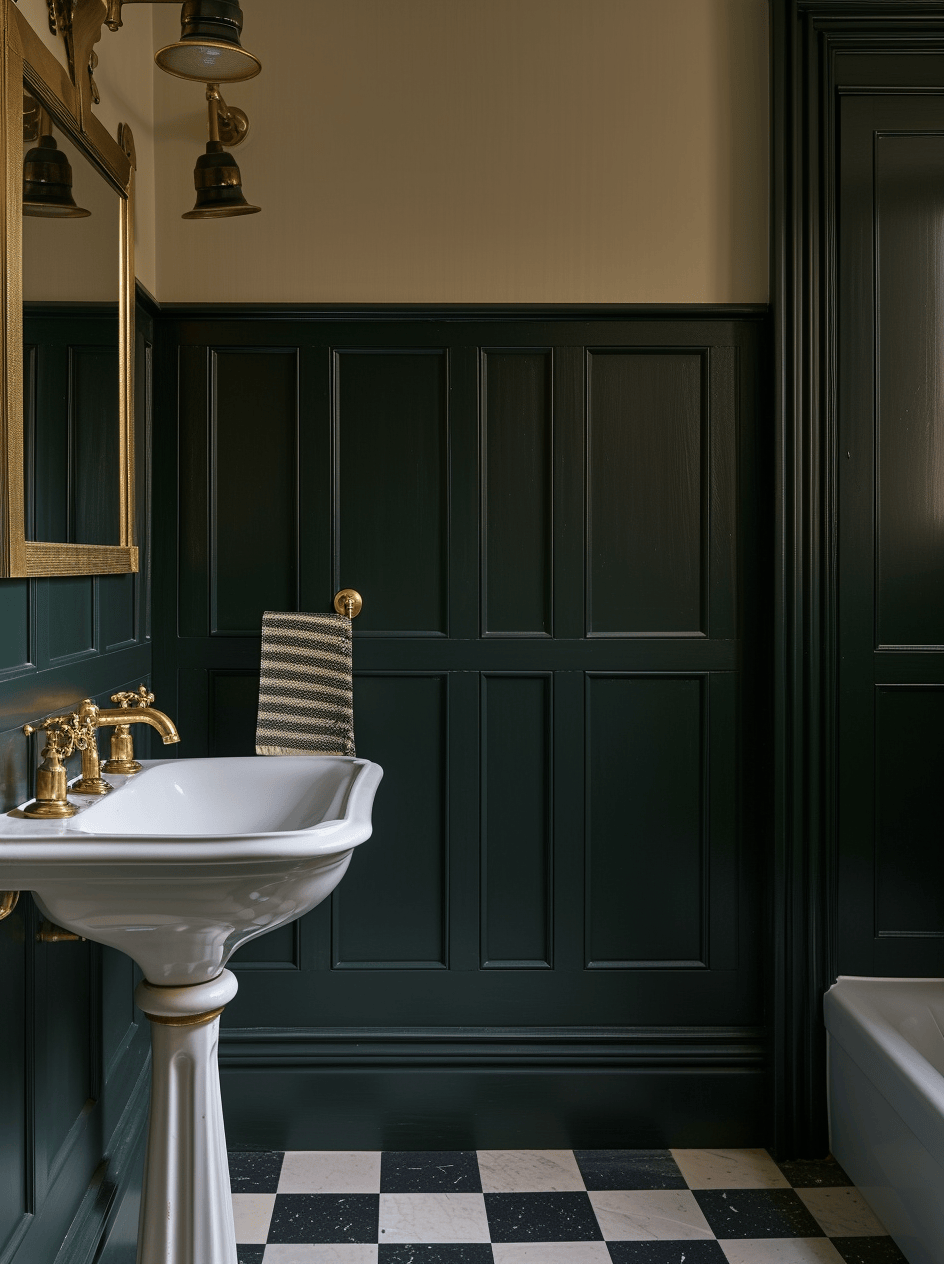 Victorian bathroom adorned with style-specific faucets and elegant porcelain