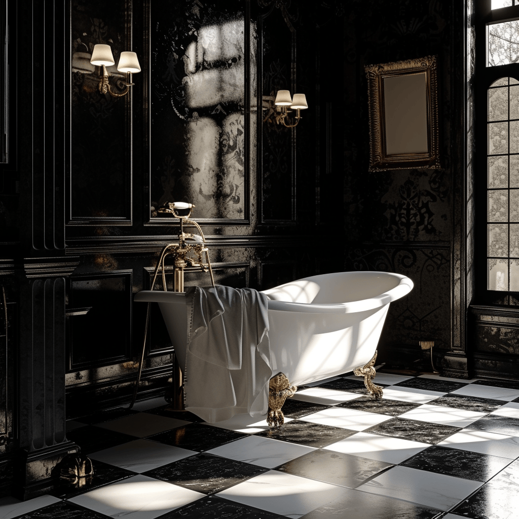 Victorian bathroom ambiance set with romantic candle holders