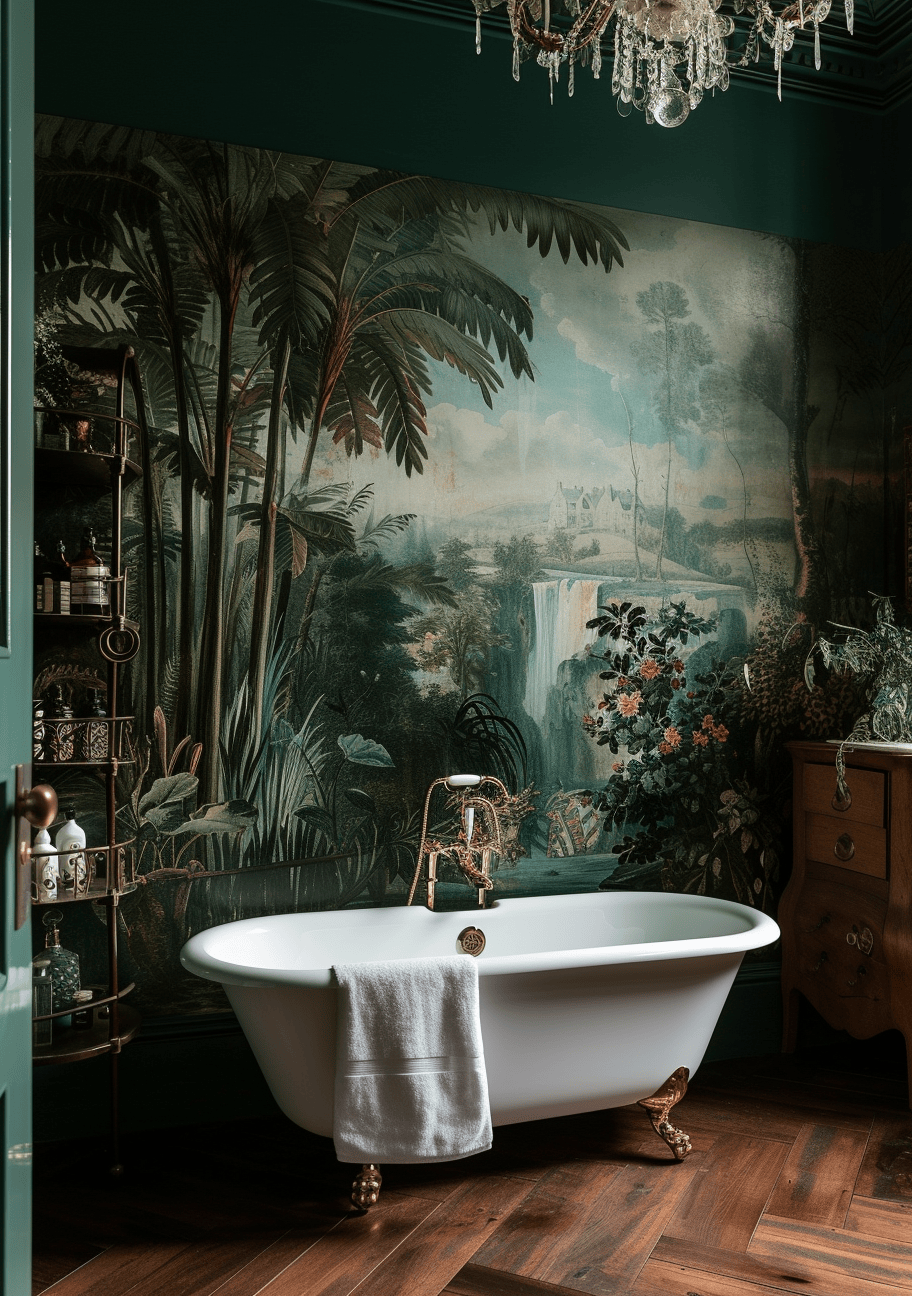 Victorian bathroom cabinets enhanced with etched glass