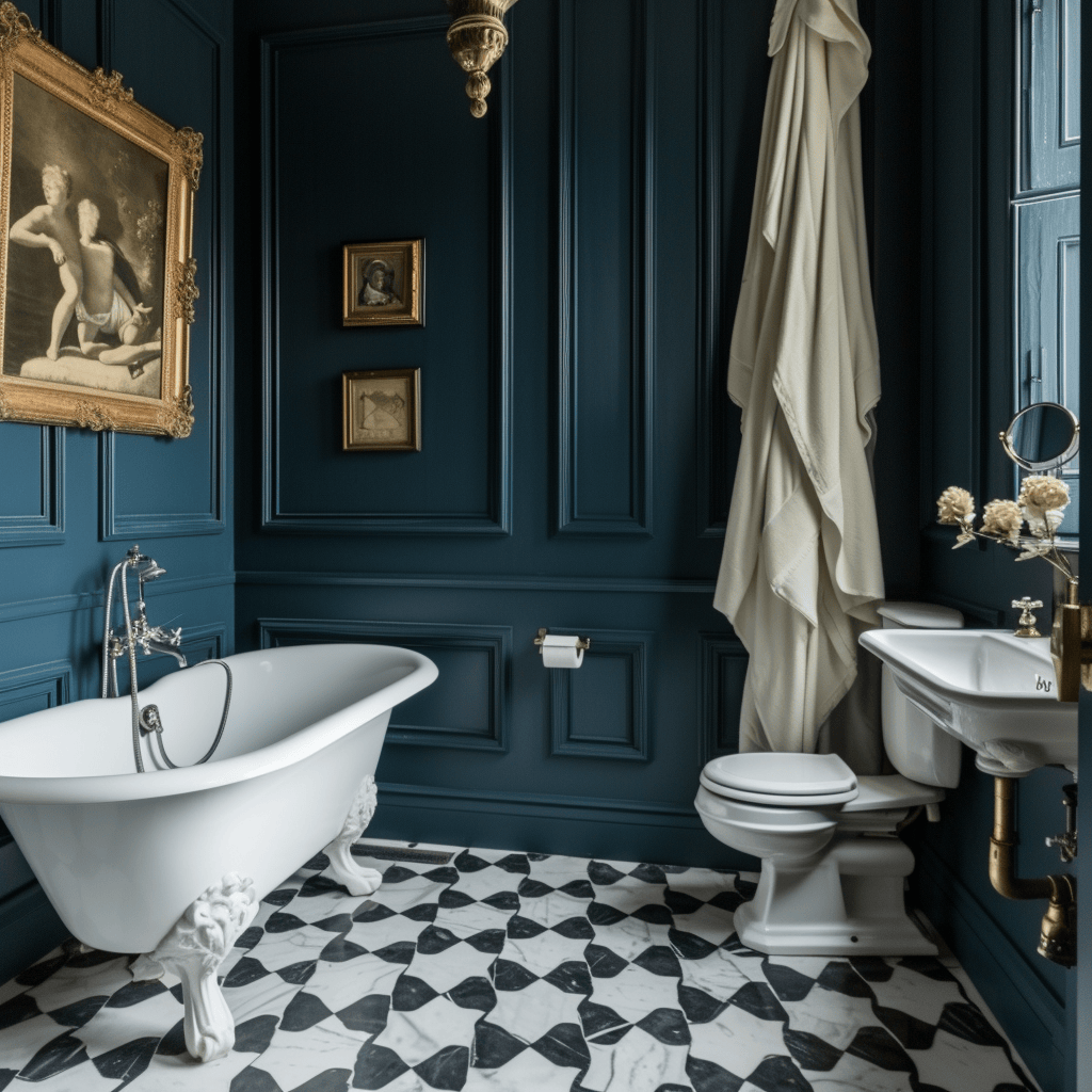 Victorian bathroom decorated with timeless white subway tiles