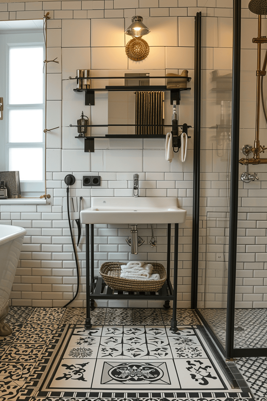 Victorian bathroom mirror, ornate and reflective of the era's grandeur