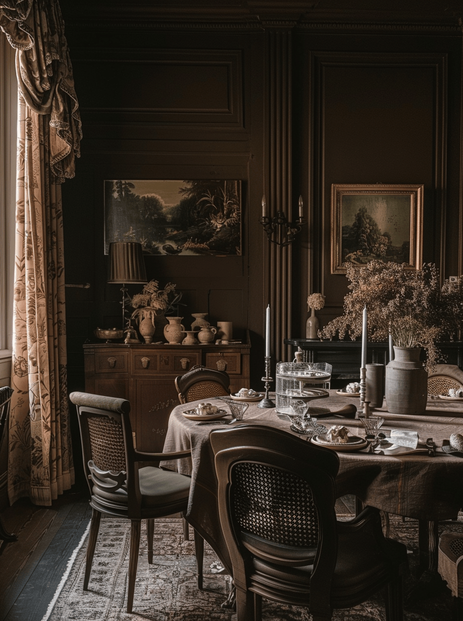 Victorian dining room featuring crown molding and wainscoting for a sophisticated finish