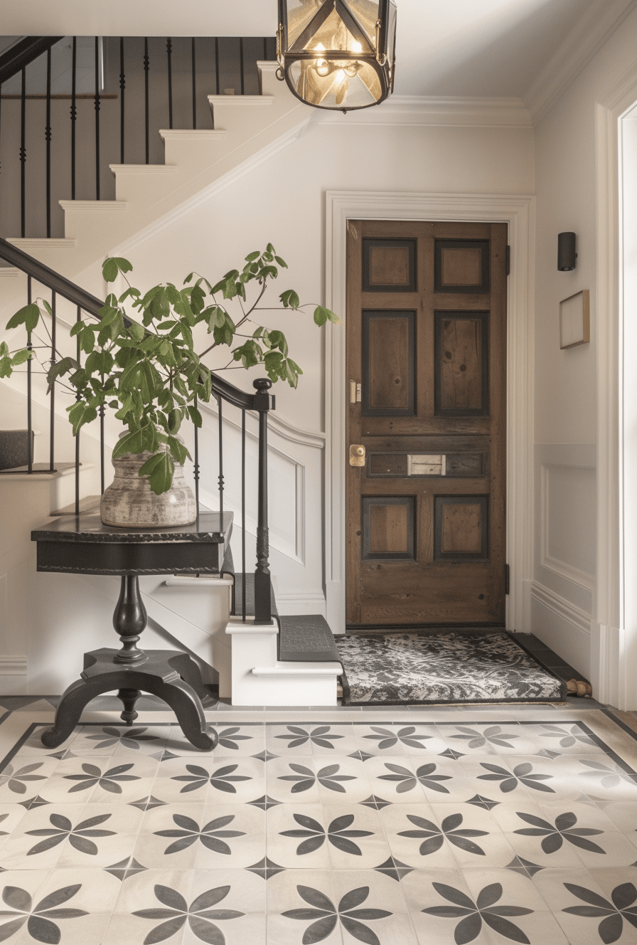 Victorian hallway illuminated with period-appropriate lighting for a warm ambiance