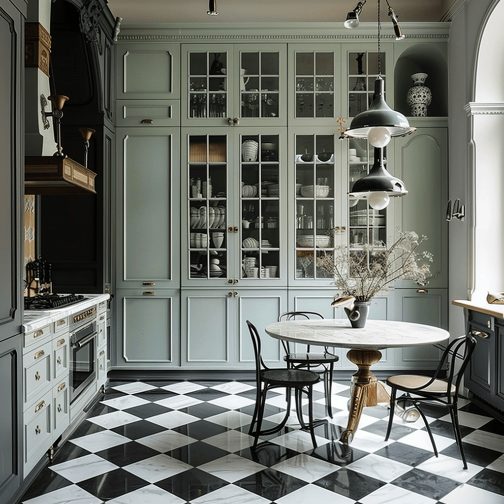 Victorian kitchen flooring choices reflecting the era with wood and tile