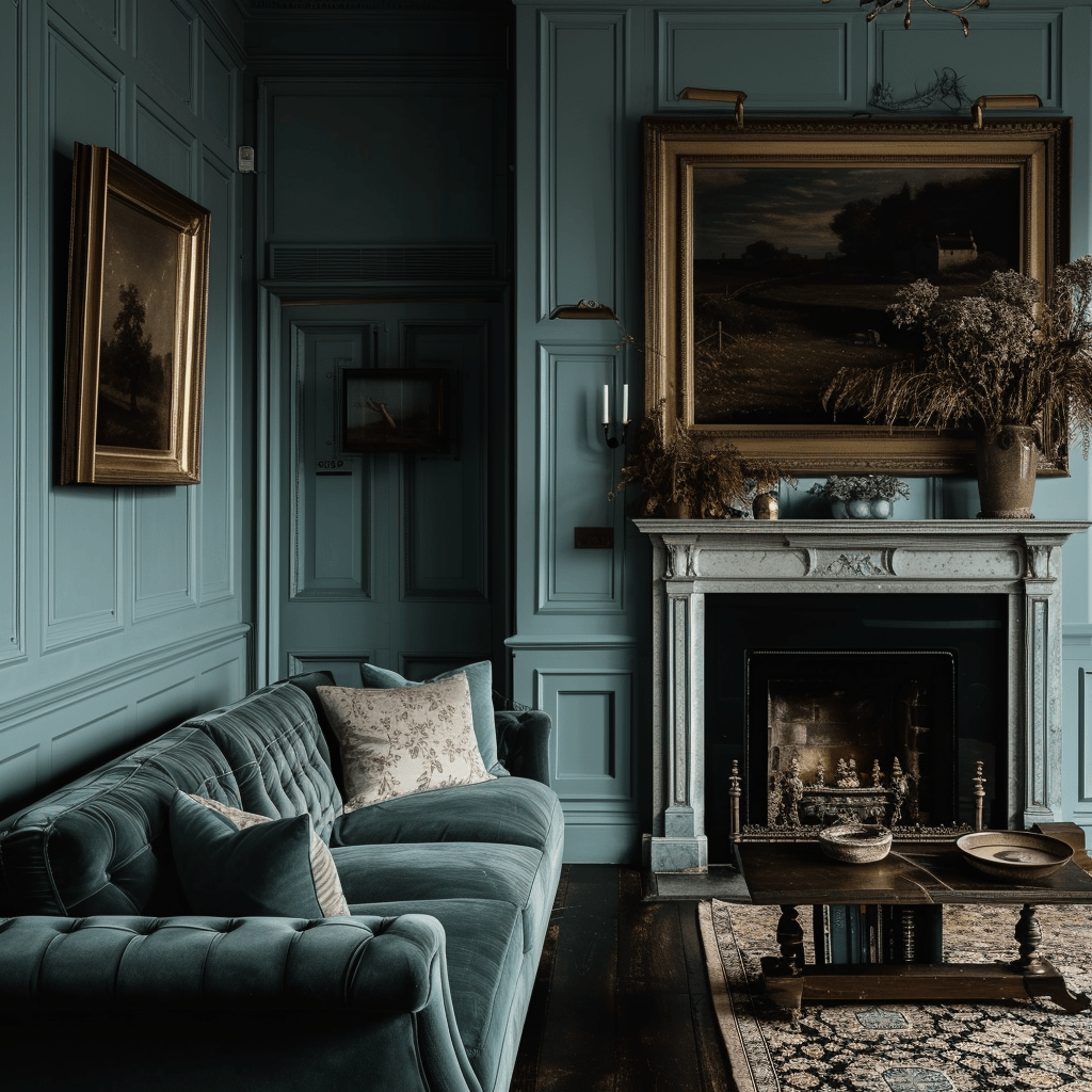 Victorian living room with modern decorations and traditional architecture