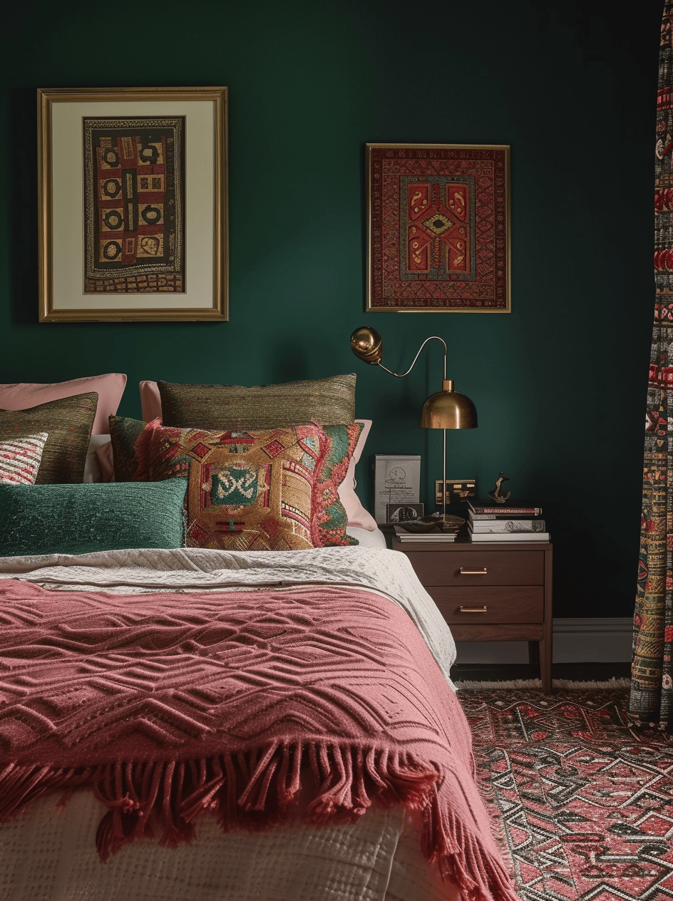 Vintage Art Deco bedroom with unique geometric lighting fixtures