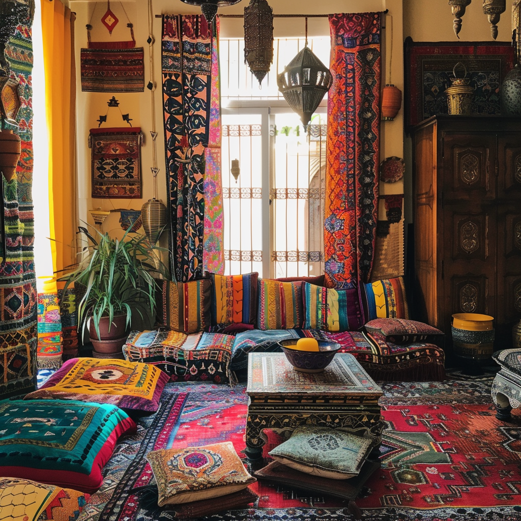 Warm moroccan fabric patterns