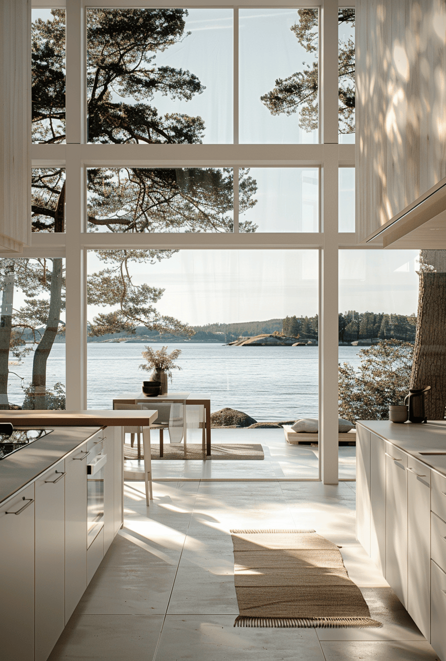 a Coastal Kitchen Colors and Palettes/ Kitchen design emphasizing soft coastal colors and natural materials