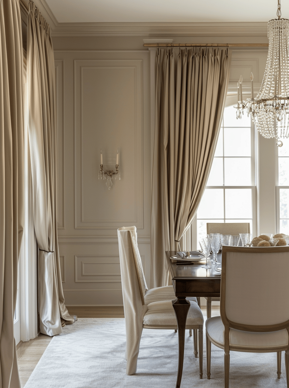 a Decorative plates displayed on the wall of a Victorian dining room, adding elegance