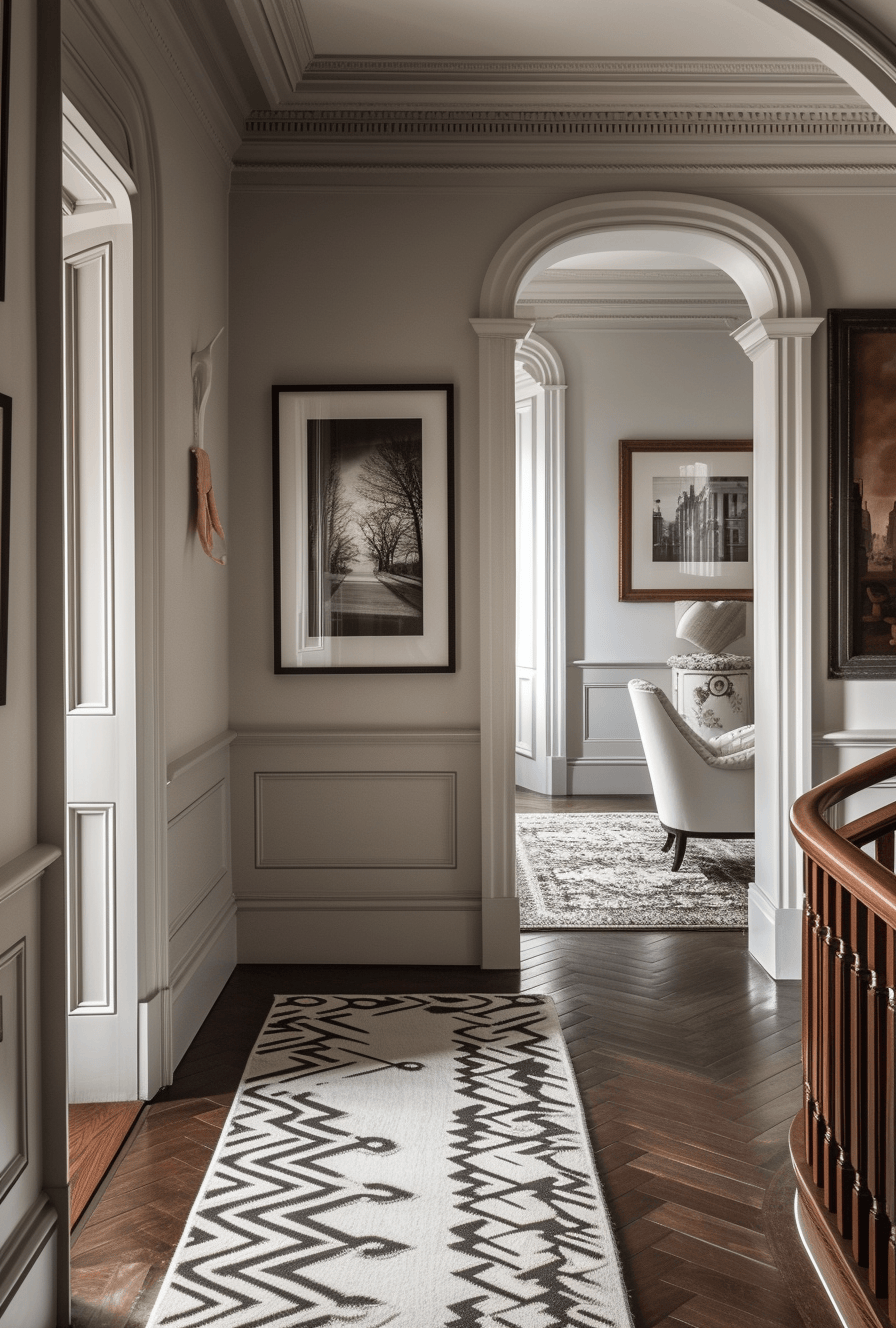 a Majestic Victorian hallway staircase ideas as a focal point of historical elegance